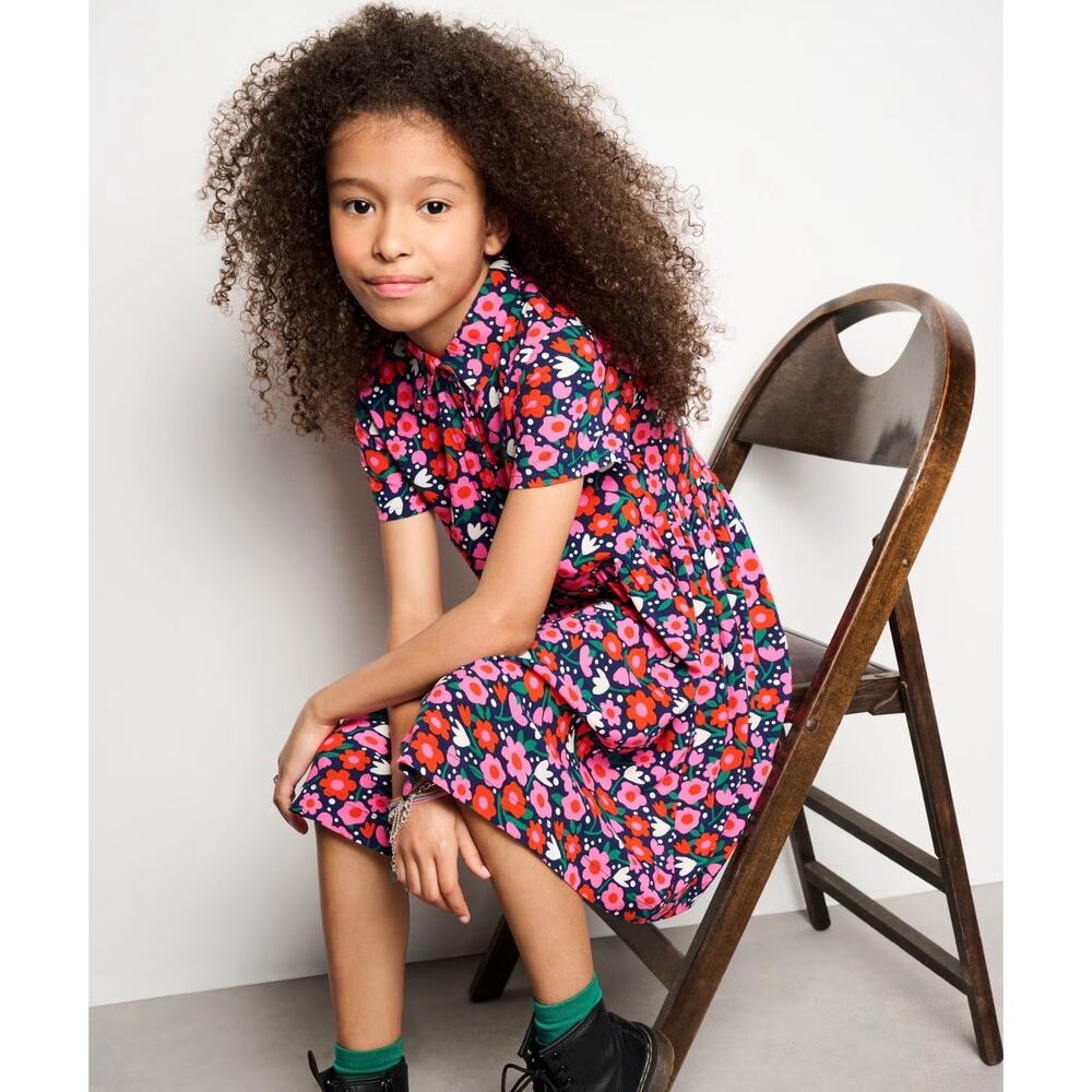 Hanna Andersson Woven shirt dress pink and red floral